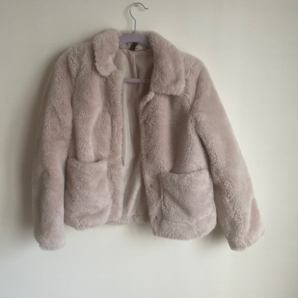 CREAM FAUX FUR COAT